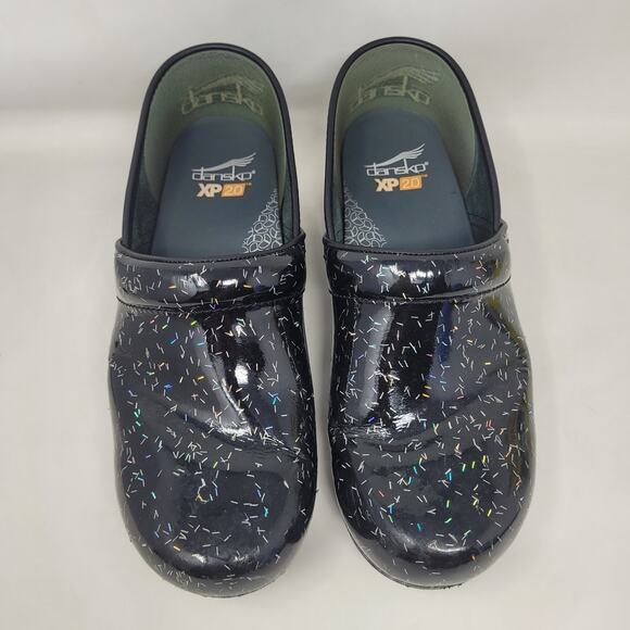 Dansko Clogs Womens EU41 US11 Mules XP 2.0 Patent Rainbow Flecks Black Slip On - Picture 4 of 16